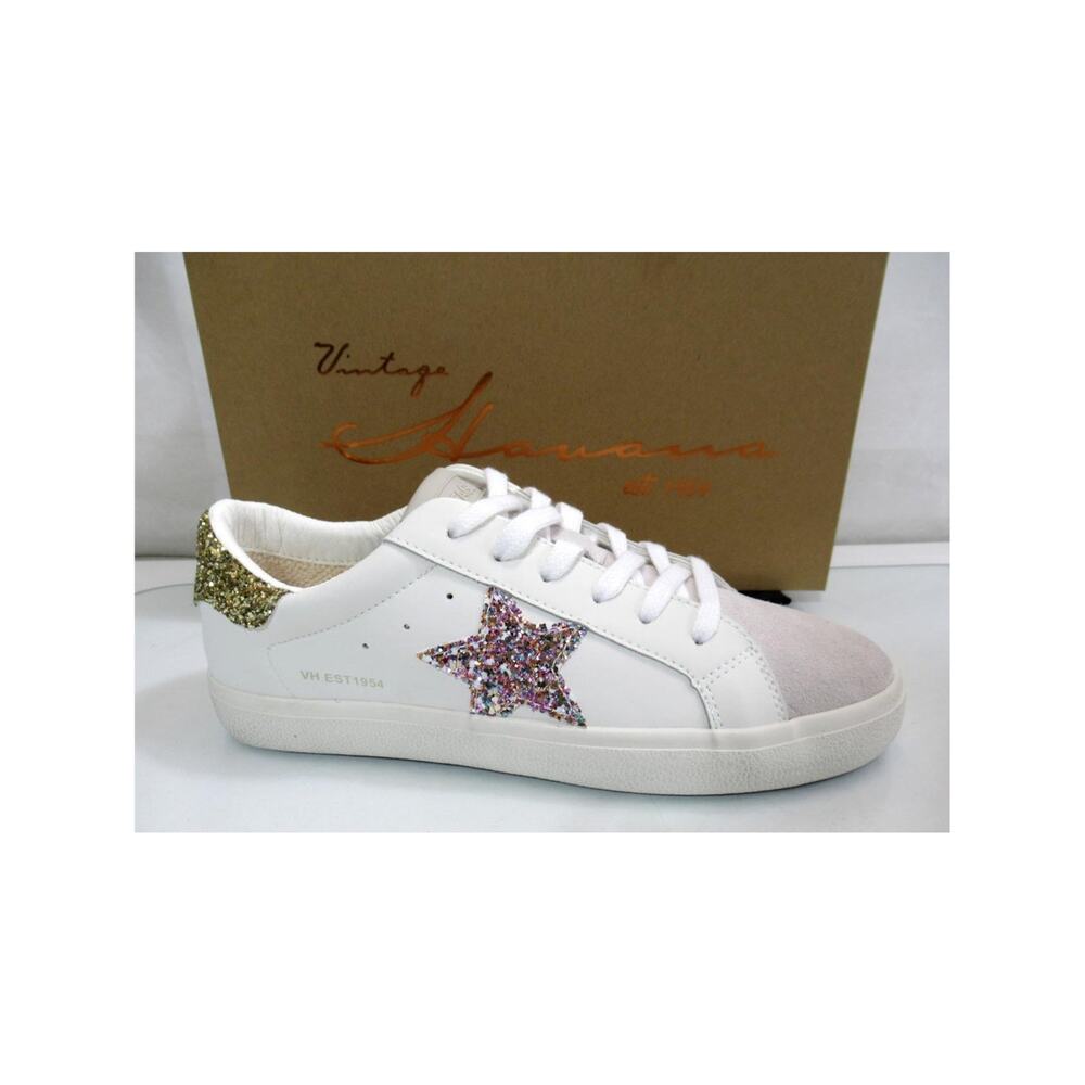 Women's Vintage Havana Cora Lace Up Slip On Star Sneakers White Multi Size 11
